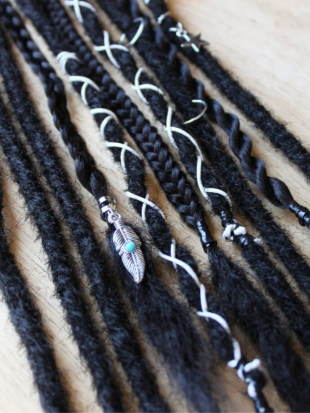 Black Synthetic Hair Dreadlocks Accents Locs Braid Viking Hippie Boho